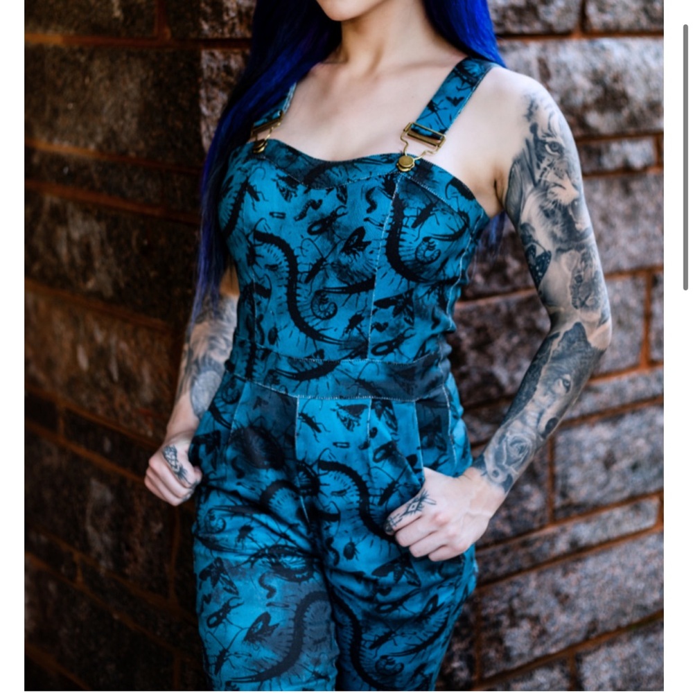 Jawbreaker Insect Print Cropped Jumpsuit — XL